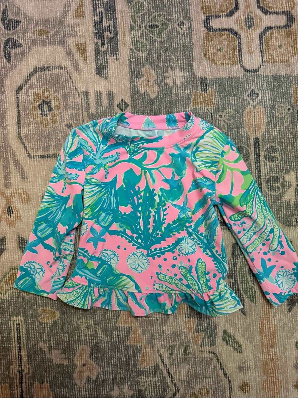 Lilly Pulitzer Girls' Long-Sleeve Rash Guard - Pink & Teal
